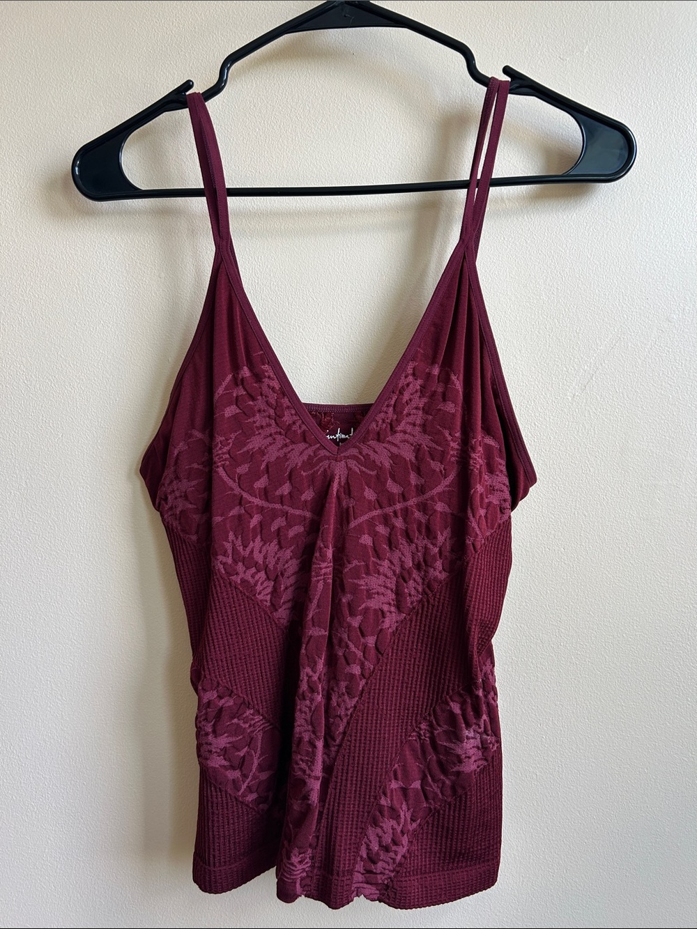Free People Wine Red Floral Jacquard Cami